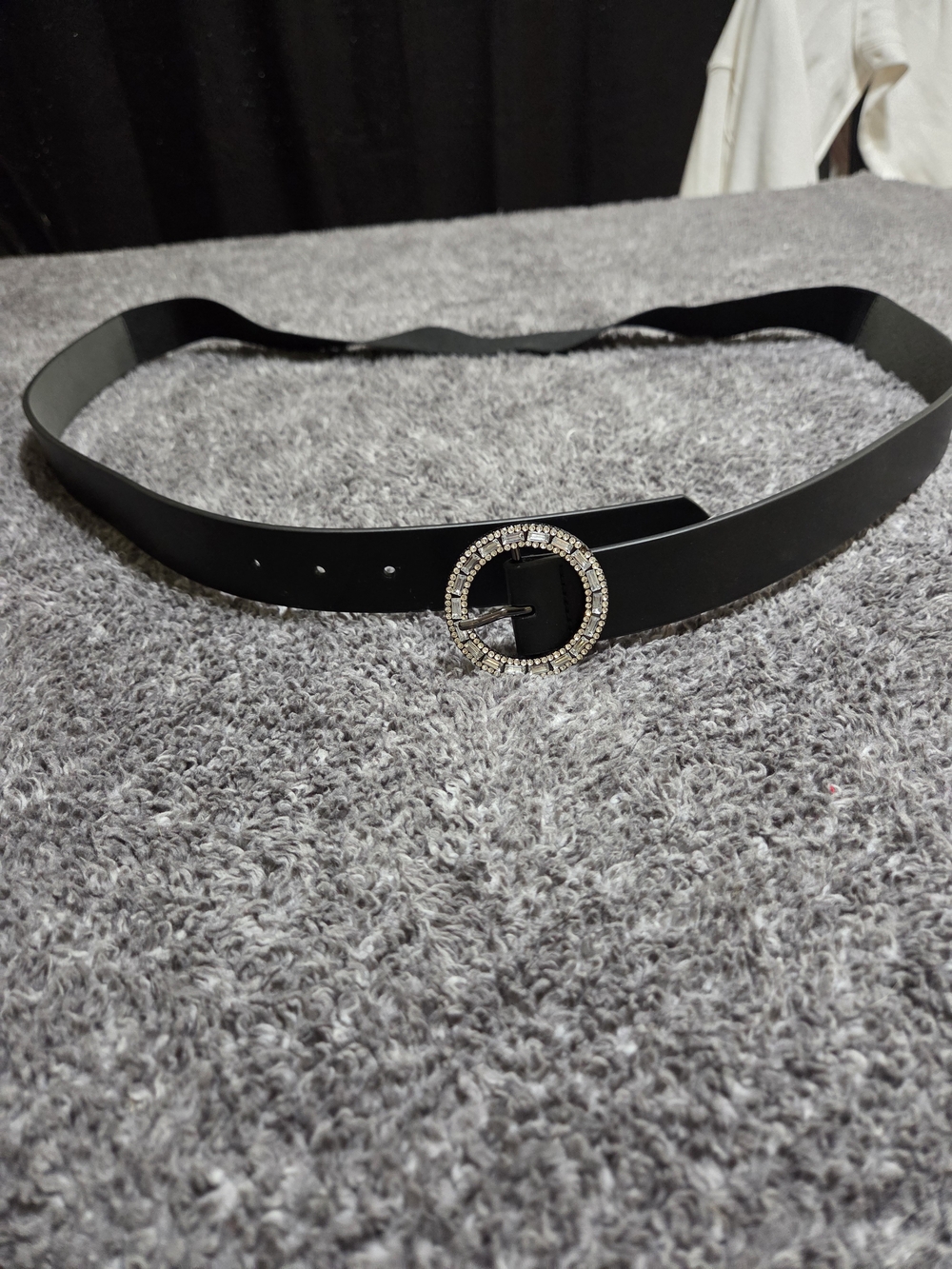 Catherines Plus Size 3x/4x Black Belt with Rhinestone Circle Buckle